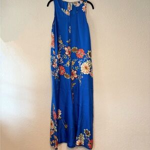 Johnny Was Vivian Jumpsuit Royal Blue Floral Crop Sleeveless Silk Size XS